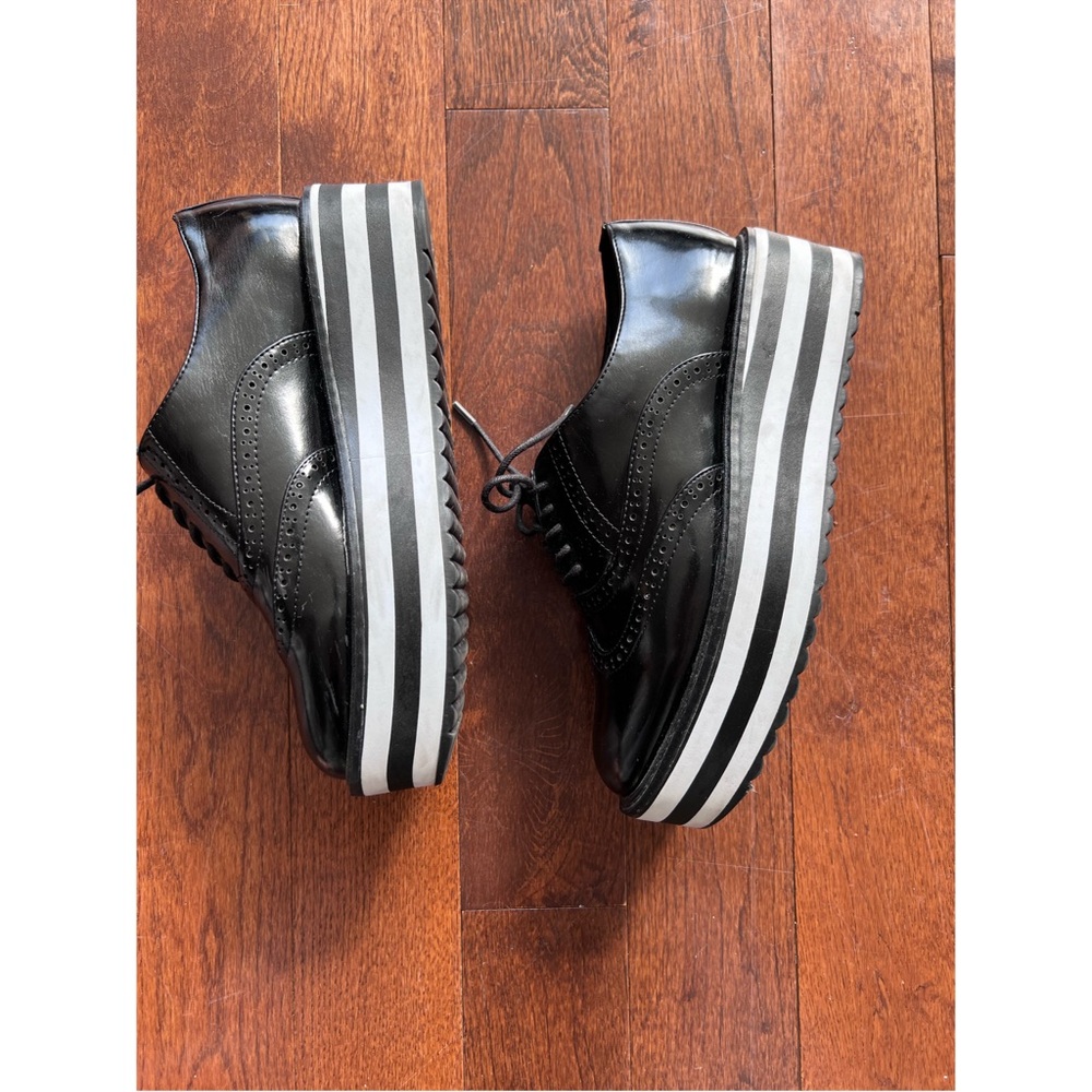 ALDO WADOLIA PLATFORM BROGUES SHOES BLACK WHITE SIZE 8.5